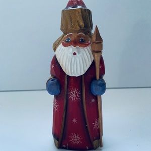 Kukum Russian Hand Carved Wooden Santa Figurine